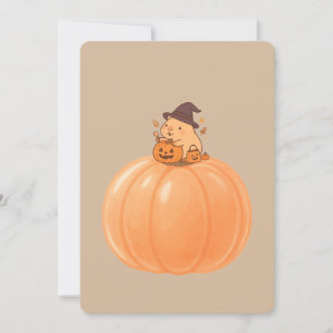 Cartão de Halloween de Abóbora com Capivara Fofa