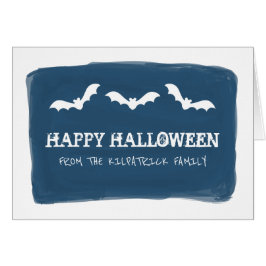 Cartão de Halloween de Bats White Azul