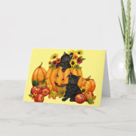 Cartão de Halloween de gatinho para neta