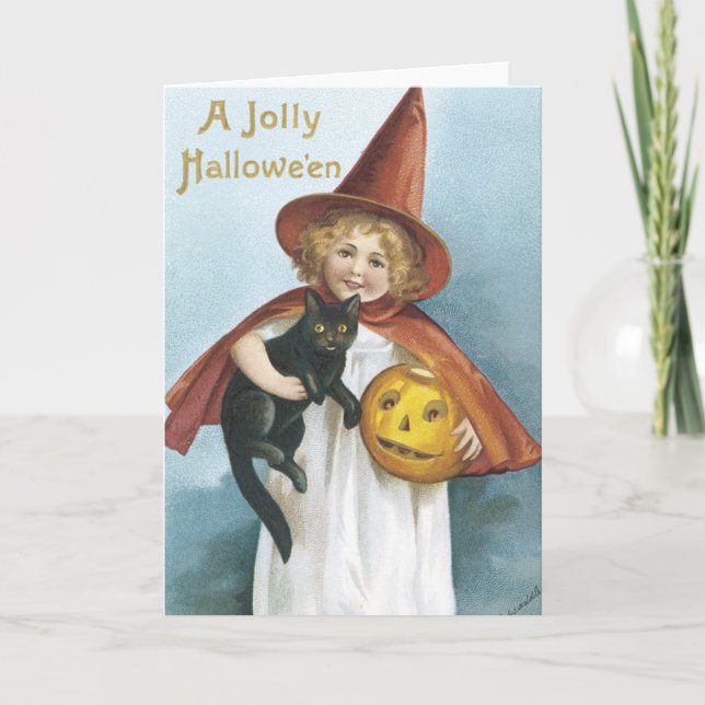 Cartão de Halloween de Moda Antiga (Frente)
