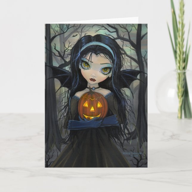 Cartão de Halloween de Vampiro Olhos Grandes de Ou (Frente)