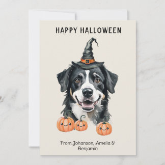 Cartão de Halloween do Cão de Montanha Bernês | Ch