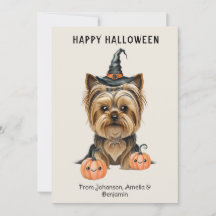 Cartão de Halloween do Yorkshire Terrier | Yorkie