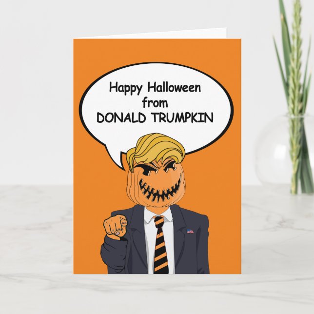 Cartão de Halloween Donald Trumpkin - (Frente)