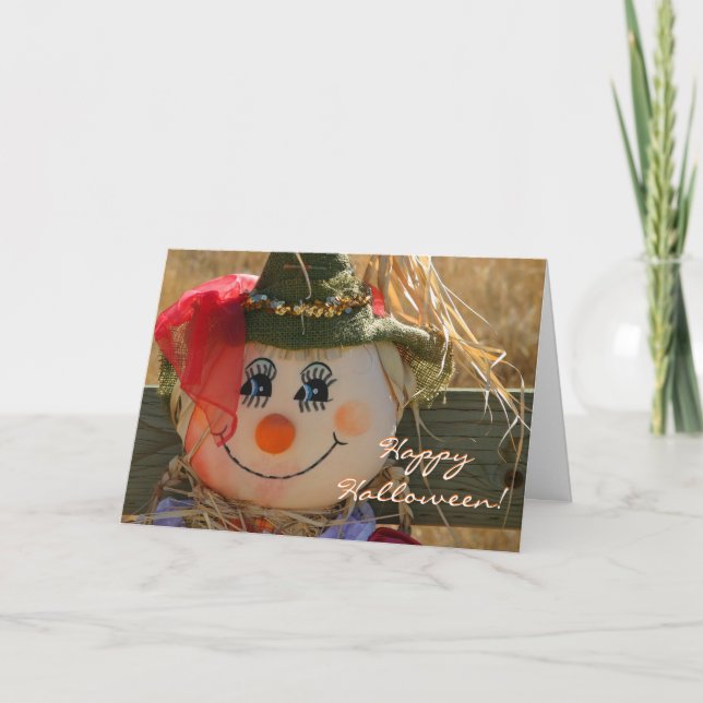 Cartão de Halloween — Garota Espantalho — Feliz Di (Frente)