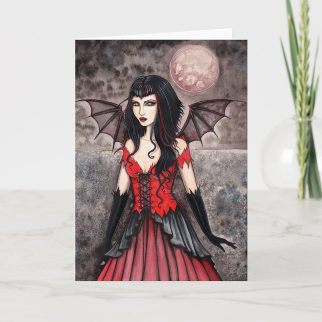 Cartão de Halloween Gótico de Fada Vampira (Frente)