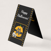 Cartão de Halloween infantil Caveira de Abóbora co