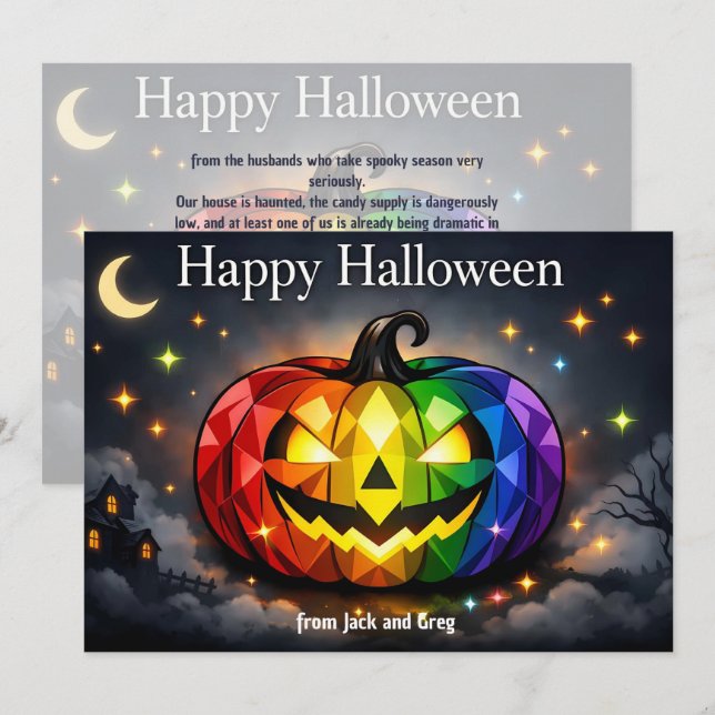 Cartão de Halloween LGBT 🎃🌈 (Frente/Verso)