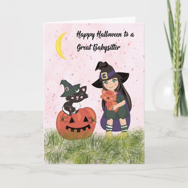 Cartão de Halloween para Babá (Frente)