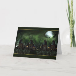 Cartão de Halloween para Casas Assombradas