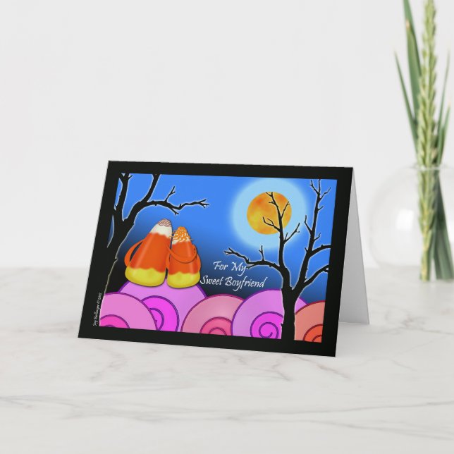 Cartão de Halloween para Namorado, Casal de milho  (Frente)