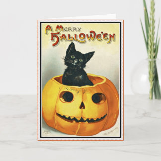 Cartão de Halloween Pequeno Preto e Jack O' Lanter