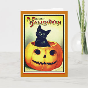Cartão de Halloween Pequeno Preto e Jack O' Lanter