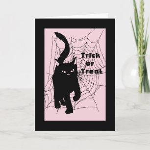 Cartão de Halloween, Truque ou Tratar Gato