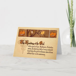Cartão de Halloween Vintage Hoota Owl