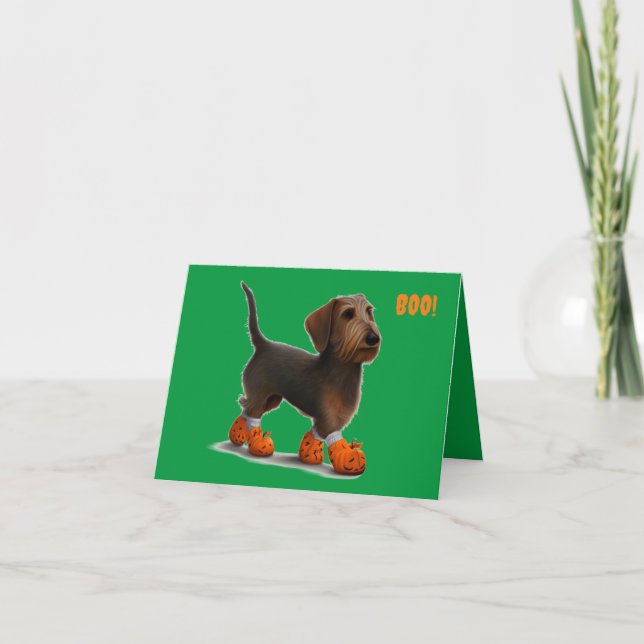 Cartão de Halloween Wirehair Dachshund (Frente)