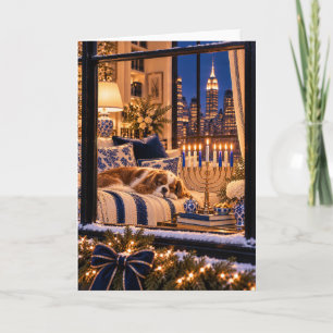 Cartão de Hanukkah do Cavalier King Charles