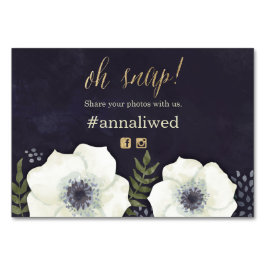 Cartão de hashtag de casamento das flores noturnas