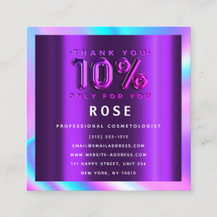 Cartão De Horário 10% de desconto Logotipo Hológrafo Beleza de Comp