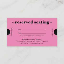 Cartão De Horário Adição de Assento Retro-Reservado Rosa Quente