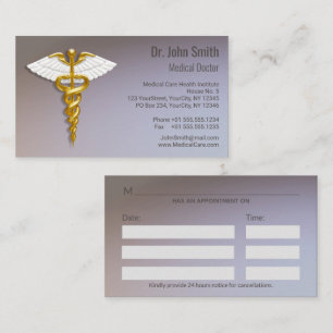 Cartão De Horário Alas Brancas Douradas do Elegante Médico