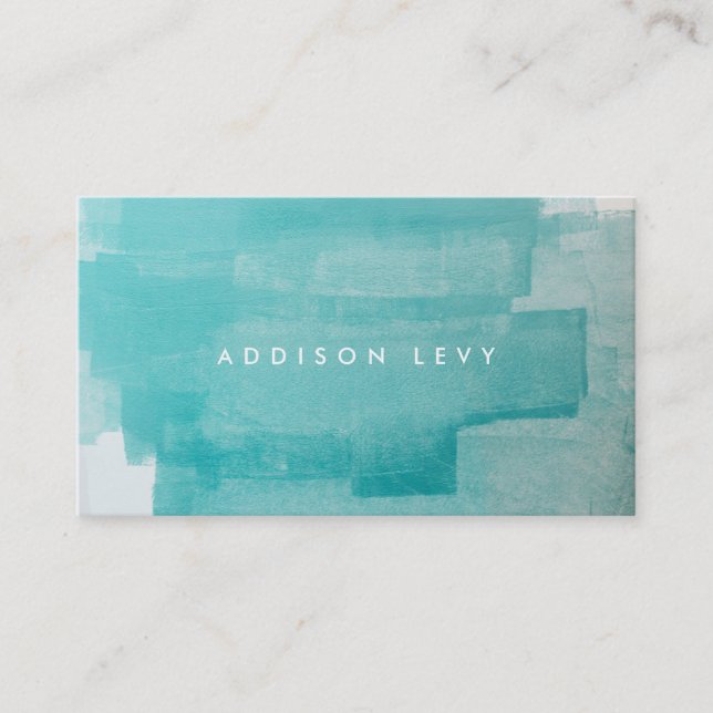 Cartão De Horário Aqua Turquoise Grunge - Pintura em Distância (Frente)