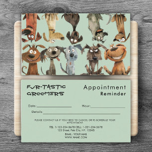 Cartão De Horário Aquarela Engraçada Cachorros Boutique Blue