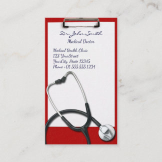 Cartão De Horário Área de Transferência Médica com Stethoscope - Nom