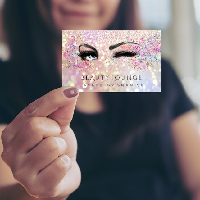 Cartão De Horário Artista de ativação profissional Eyelash Rosa Glit (Criador carregado)
