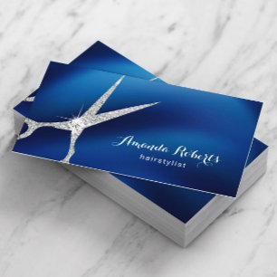 Cartão De Horário Azuis marinhos do cabeleireiro & nomeação modern