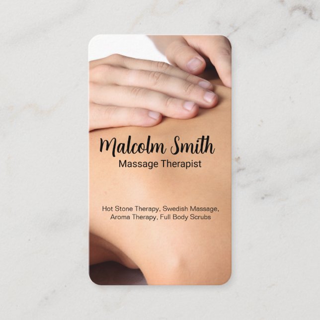 Cartão De Horário Back Massage | Health Spa (Frente)