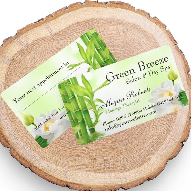 Cartão De Horário Bamboo Lotus Reiki Spa Skine Care Massage Salon (www.zazzle.com/riverme)
