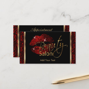 Cartão De Horário Beauty Salon - Vermelho escuro