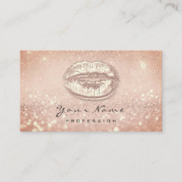 Cartão De Horário Beijo Lábios Rosa Maquiagem Artista Bela Brilhante