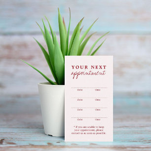 Cartão De Horário Beleza Vermelha Branca Antiga e Elegante Simples