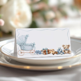 Cartão De Horário Blue Bow Carriage Baby Shower Appointment Card