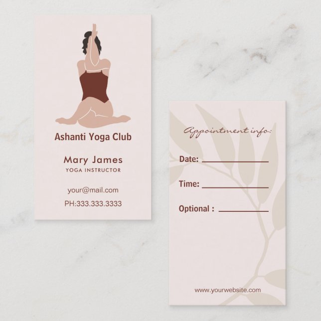 Cartão De Horário Boho Terracotta Earthy Yoga Instructor (Frente/Verso)