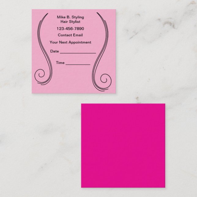 Cartão De Horário Bold Pink Hair Stylist Theme Appointment Cards (Frente/Verso)