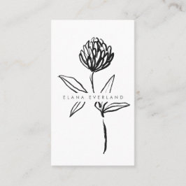 Cartão De Horário Botânica Minimalista da Flor de Tinta Artística