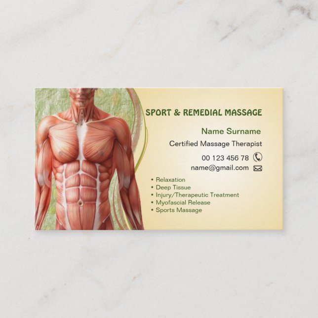 Cartão De Horário Business card  for Massage Therapist (Frente)