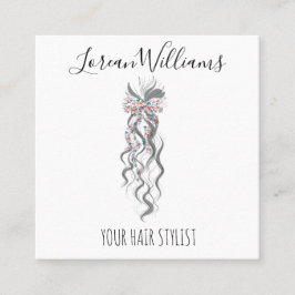 Cartão De Horário Cabelo ondulado do tipo pajé branco Pastel Salão F