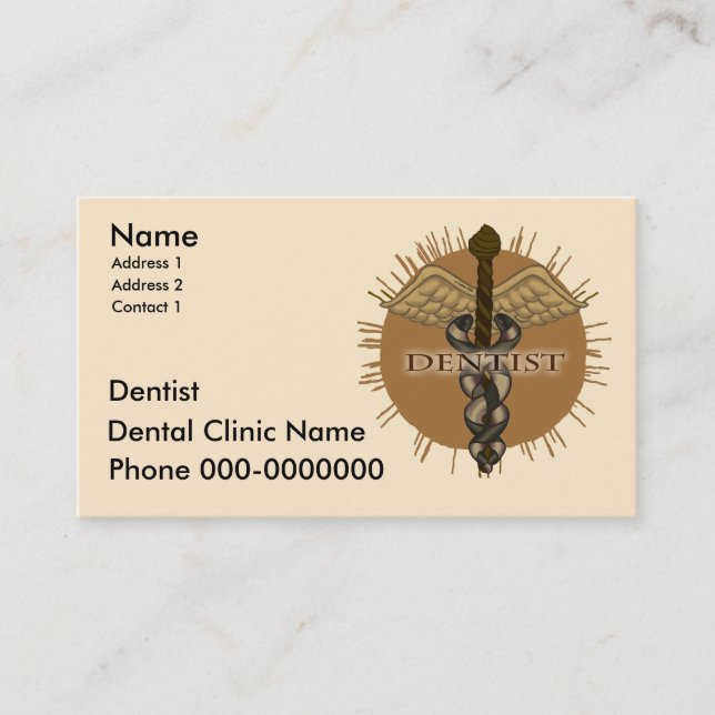 Cartão De Horário Caduceu de Dentista (Frente)