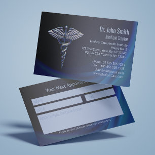 Cartão De Horário Caduceu Médico Holográfico Chrome 3D Escuro
