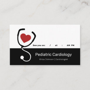 Cartão De Horário Cardiologista Pediátrico Coração com Estetoscópio