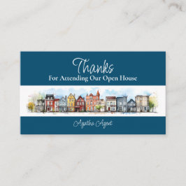 Cartão De Horário Casa Aberta De Imóveis Obrigado Azul