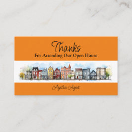 Cartão De Horário Casa Aberta Imobiliária Obrigado Amarelo