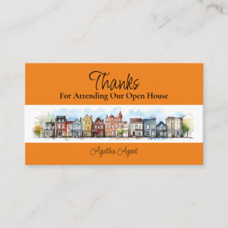 Cartão De Horário Casa Aberta Imobiliária Obrigado Amarelo