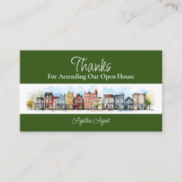 Cartão De Horário Casa Aberta Imobiliária Obrigado Verde
