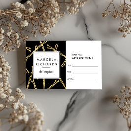 Cartão De Horário Chic Dourado Bobby Pins Cabelo Salão Preto Nomeaçã