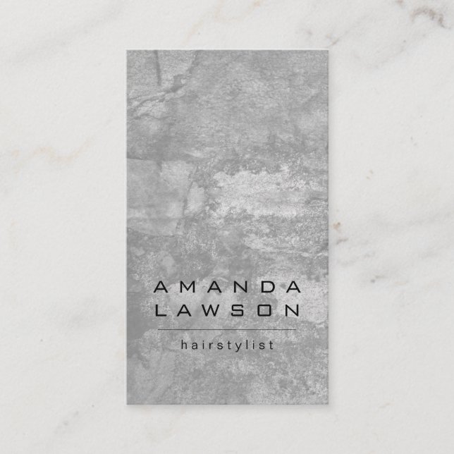 Cartão De Horário Cinza Chic Grunge (nomeação) (Frente)